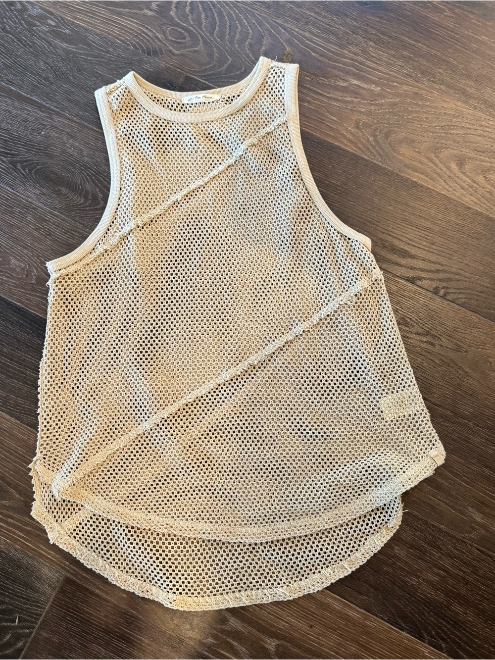 Free People Cream Open-Knit Sleeveless Swim Coverup